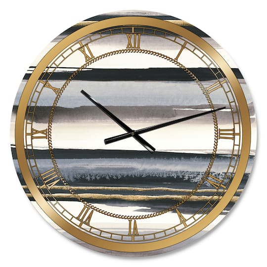 Designart 'Gold Watercolor Amethyst I Glam Wall Clock
